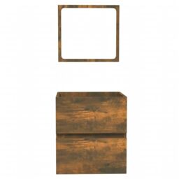 Berkfield Home Bathroom Cabinet with Mirror Smoked Oak Engineered Wood in Brown - thumbnail 5