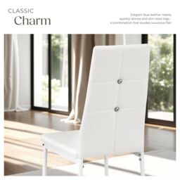 tectake Dining Chair Set Julien Set Of 6 - White - Size: 6 Pack - thumbnail 5