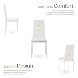 tectake Dining Chair Set Julien Set Of 6 - White - Size: 6 Pack - thumbnail 3