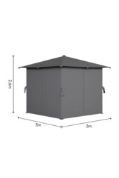 Garden Sanctuary Outdoor Garden Metal Gazebo with Lights in Dark Grey - thumbnail 6