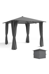 Garden Sanctuary Outdoor Garden Metal Gazebo with Lights in Dark Grey - thumbnail 5