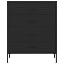 Berkfield Home Chest of Drawers Black 80x35x101.5 cm Steel - thumbnail 3