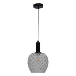 First Choice Lighting Set of 2 Baine - Clear Textured Glass Black Deco Pendant Fittings - thumbnail 2