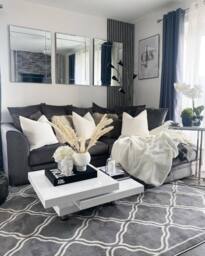 Kukoon Grey Modern Trellis Abstract Bordered Living Room Area Rug in Mid Grey - Size: 80 cm x 150 cm - thumbnail 4