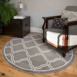Kukoon Grey Modern Trellis Abstract Bordered Living Room Area Rug in Mid Grey - Size: 80 cm x 150 cm - thumbnail 7
