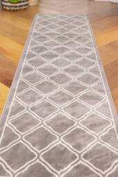 Kukoon Grey Modern Trellis Abstract Bordered Living Room Area Rug in Mid Grey - Size: 80 cm x 150 cm - thumbnail 2
