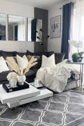 Kukoon Grey Modern Trellis Abstract Bordered Living Room Area Rug in Mid Grey - Size: 80 cm x 150 cm - thumbnail 1