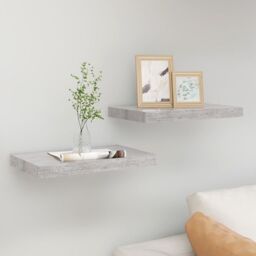 Berkfield Home Floating Wall Shelves 2 pcs Concrete Grey 50x23x3.8 cm MDF - thumbnail 1
