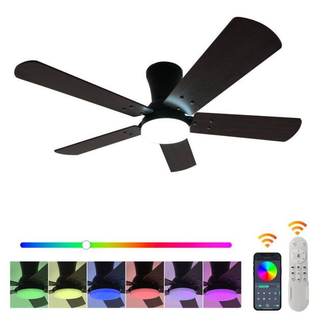 NIVOR Dimmable LED Ceiling Fans with Remote RGB Noiseless Modern Fan Lamp in Brown - image 1