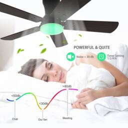 NIVOR Dimmable LED Ceiling Fans with Remote RGB Noiseless Modern Fan Lamp in Brown - thumbnail 6