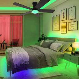 NIVOR Dimmable LED Ceiling Fans with Remote RGB Noiseless Modern Fan Lamp in Brown - thumbnail 8