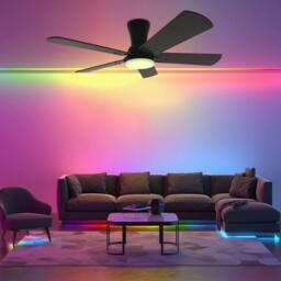 NIVOR Dimmable LED Ceiling Fans with Remote RGB Noiseless Modern Fan Lamp in Brown - thumbnail 7