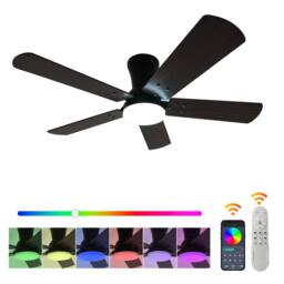 NIVOR Dimmable LED Ceiling Fans with Remote RGB Noiseless Modern Fan Lamp in Brown