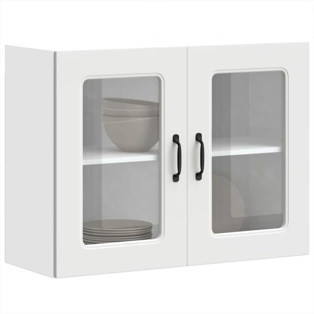 Berkfield Home Kitchen Wall Cabinet with Glass Door Kalmar White Engineered Wood - image 1