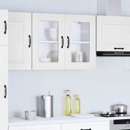 Berkfield Home Kitchen Wall Cabinet with Glass Door Kalmar White Engineered Wood - thumbnail 4