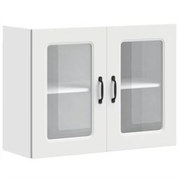 Berkfield Home Kitchen Wall Cabinet with Glass Door Kalmar White Engineered Wood - thumbnail 2