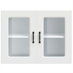Berkfield Home Kitchen Wall Cabinet with Glass Door Kalmar White Engineered Wood - thumbnail 6