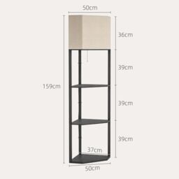 HOMCOM Corner Modern Floor Lamp with Shelves for Living Room, Bedroom in Black - thumbnail 3