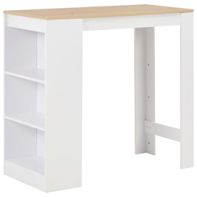 Berkfield Home Bar Table with Shelf White 110x50x103 cm - Size: 110 x 50 x 103 cm - image 1