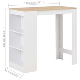 Berkfield Home Bar Table with Shelf White 110x50x103 cm - Size: 110 x 50 x 103 cm - thumbnail 6