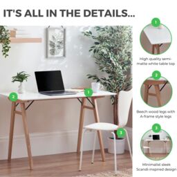 FurnitureboxUK Ivan White Home Office Desk - Gaming Desk with Semi-Matte White Veneer Top - Made In Ukraine in Black - thumbnail 4