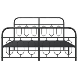 Berkfield Home Metal Bed Frame without Mattress with Footboard Black 135x190cm - Size: 135x190 cm - thumbnail 4