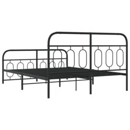 Berkfield Home Metal Bed Frame without Mattress with Footboard Black 135x190cm - Size: 135x190 cm - thumbnail 6