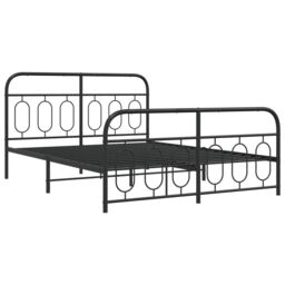 Berkfield Home Metal Bed Frame without Mattress with Footboard Black 135x190cm - Size: 135x190 cm - thumbnail 3