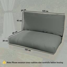 OUTSUNNY 2 Seat Pallet Cushions 20cm Thick Outdoor Seat Pads, Charcoal Grey in Dark Grey - thumbnail 2