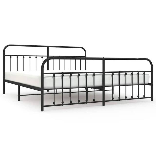 Berkfield Home Metal Bed Frame with Headboard & Footboard Black 200x200 cm - image 1