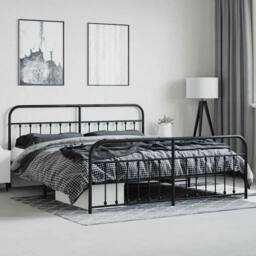 Berkfield Home Metal Bed Frame with Headboard & Footboard Black 200x200 cm - thumbnail 4