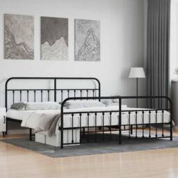 Berkfield Home Metal Bed Frame with Headboard & Footboard Black 200x200 cm - thumbnail 2