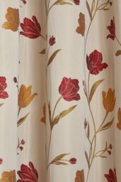 Curtina 'Juliette' Floral Jacquard Fully Lined Pair of Pencil Pleat Curtains in Red - Size: 168 cm width x 137 cm drop - thumbnail 4