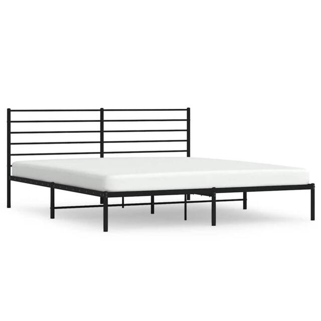 Berkfield Home Metal Bed Frame with Headboard Black 193x203 cm - image 1