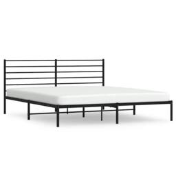 Berkfield Home Metal Bed Frame with Headboard Black 193x203 cm - thumbnail 1