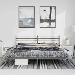 Berkfield Home Metal Bed Frame with Headboard Black 193x203 cm - thumbnail 3
