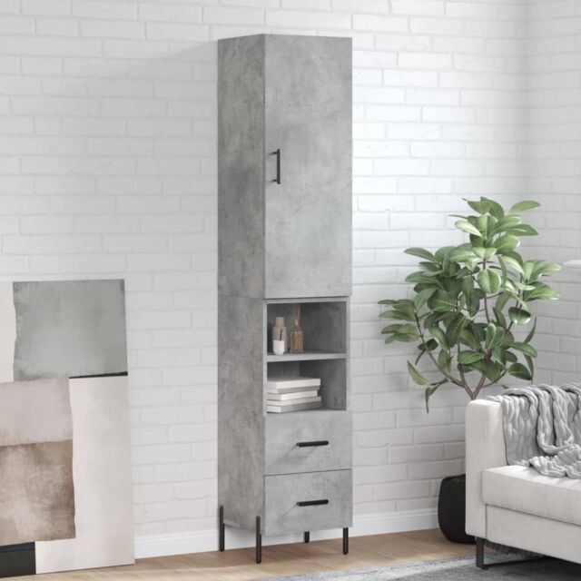 Berkfield Home Highboard Concrete Grey 34.5x34x180 cm Engineered Wood - image 1