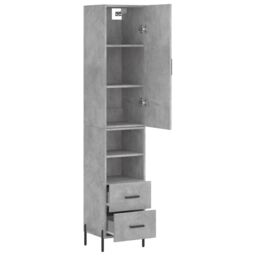 Berkfield Home Highboard Concrete Grey 34.5x34x180 cm Engineered Wood - thumbnail 4