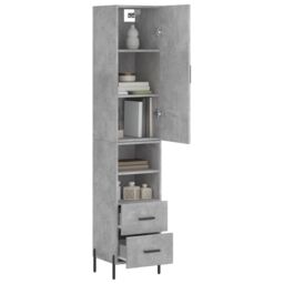Berkfield Home Highboard Concrete Grey 34.5x34x180 cm Engineered Wood - thumbnail 3
