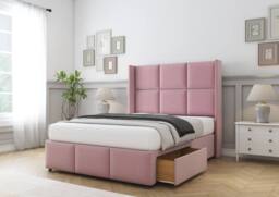 "Sloomy Beaumont Plush Divan Base No Drawers-54"" Wing Headboard & Footboard in Pink - Size: Small Single" - thumbnail 4