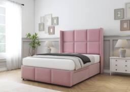 "Sloomy Beaumont Plush Divan Base No Drawers-54"" Wing Headboard & Footboard in Pink - Size: Small Single" - thumbnail 3