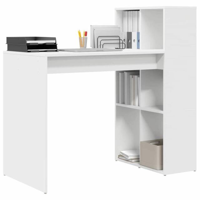 Berkfield Home White Writing Desk White Engineered Wood Medium Storage Writing Desk - image 1