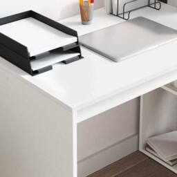 Berkfield Home White Writing Desk White Engineered Wood Medium Storage Writing Desk - thumbnail 4