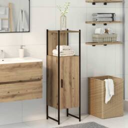 Berkfield Home Bathroom Cabinet Artisan Oak 33x33x120.5 cm Engineered Wood in Brown