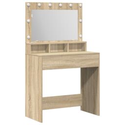 Berkfield Home Dressing Table with LED Lights in Sonoma Oak - 79x41x135 cm in Brown - Size: 79 x 41 x 135 cm - thumbnail 2