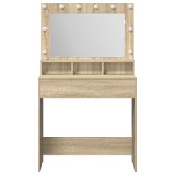 Berkfield Home Dressing Table with LED Lights in Sonoma Oak - 79x41x135 cm in Brown - Size: 79 x 41 x 135 cm - thumbnail 4
