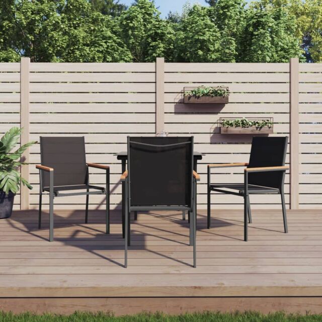 Berkfield Home 5 Piece Garden Dining Set Black Textilene & Steel - image 1