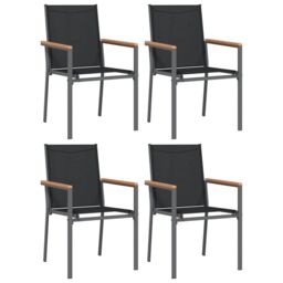 Berkfield Home 5 Piece Garden Dining Set Black Textilene & Steel - thumbnail 4