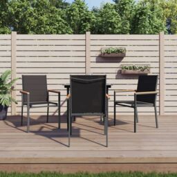Berkfield Home 5 Piece Garden Dining Set Black Textilene & Steel