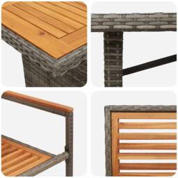 Berkfield Home 7 Piece Garden Dining Set Grey Poly Rattan Acacia - thumbnail 9